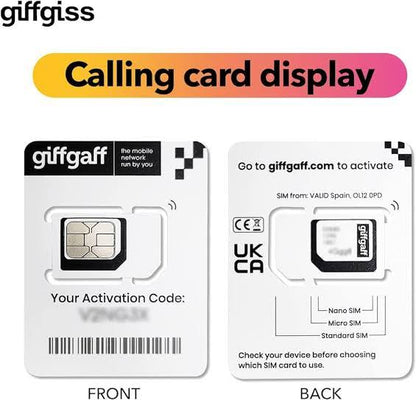 UK SIM Giff Gaff With Free Delivery.