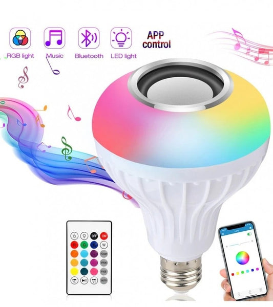 LED RGB Bulb with Integrated Bluetooth Speaker & Remote